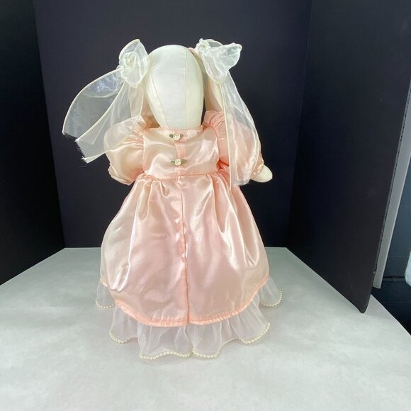Vintage Handmade Fabric Bunny Rabbit Doll Dress and Faux Pearls - Picture 4 of 8